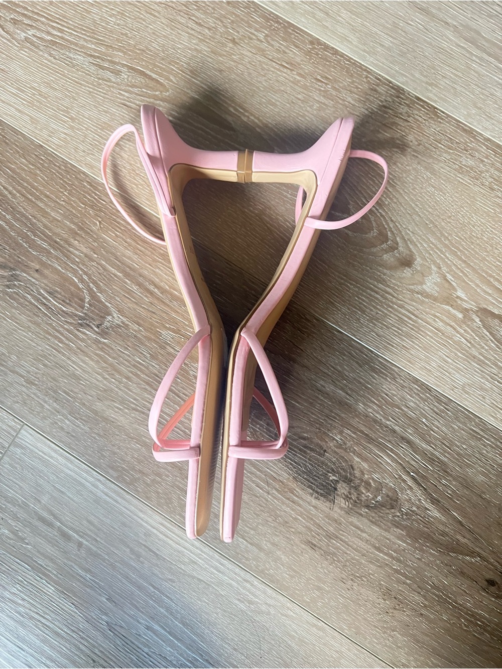 Abercrombie & Fitch Pink Strappy Square Toe Kitten Heel Sandals Size 12 - Picture 3 of 10